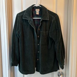 LL Bean Corduroy Button-Up Shirt/Jacket; Color: Green